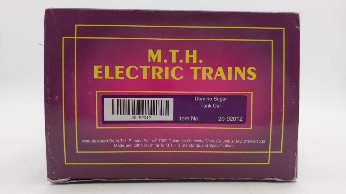 MTH 20-92012 O Gauge Domino Sugar Single Dome Tank Car #1791 LN/Box