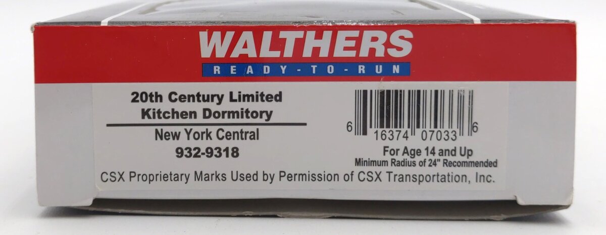 Walthers 932-9318 HO Scale NYC 20th Century Limited Kitchen Dormitory Car LN/Box