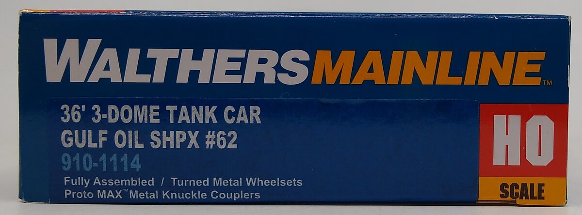 Walthers 910-1114 HO Gulf Oil 36' 3-Dome Tank Car SHPX#62