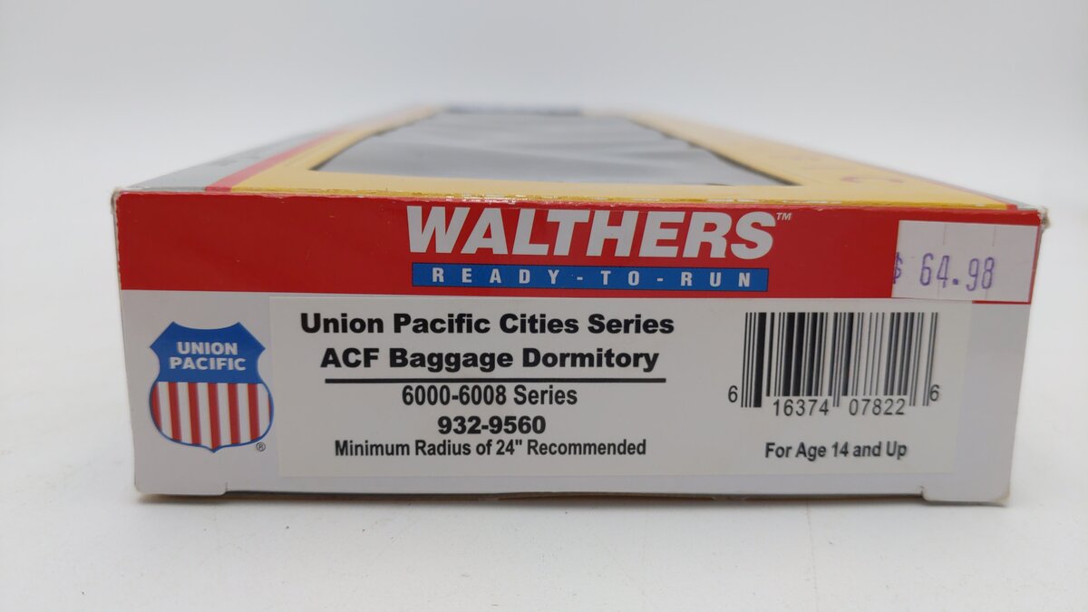 Walthers 932-9560 HO Scale Union Pacific Cities Series ACF Baggage Dormitory Car LN/Box
