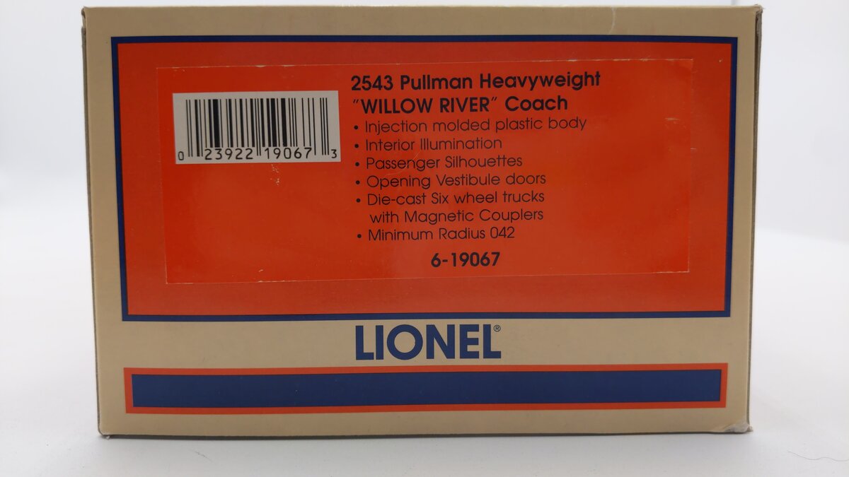 Lionel 6-19067 O Gauge NYC Pullman Heavyweight "Willow River" Coach #2543 LN/Box