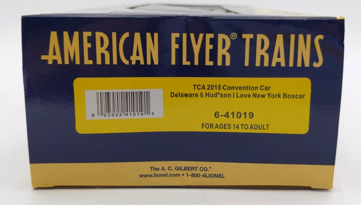 American Flyer 6-41019 S Scale D&H "I Love New York" TCA 2015 Boxcar #52015 NIB
