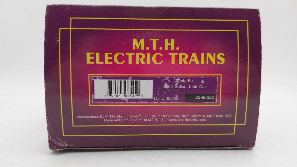 MTH 20-96022 O Gauge Santa Fe 8000 Gallon Tank Car #96242
