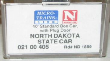 Micro-Trains 02100405 N Scale North Dakota 40' Standard Plug Door Boxcar #1889 LN/Box