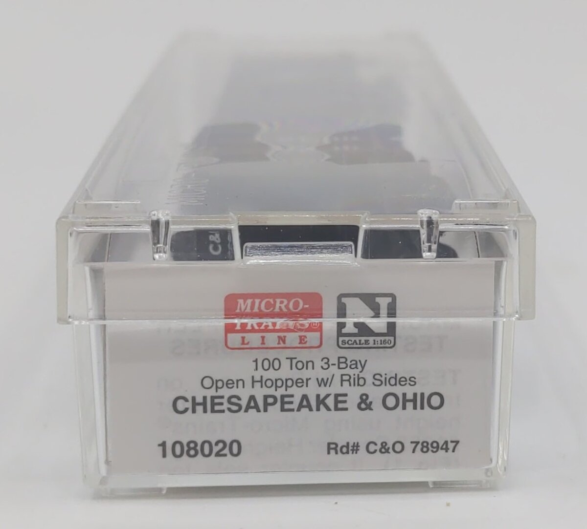 Micro-Trains 10800020 N C&O 100-Ton 3-Bay Rib Side Open Hopper w/Load #78947 LN/Box
