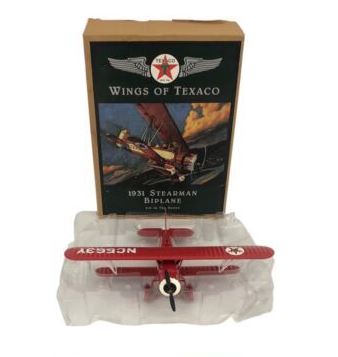 Ertl F121 1:43 Wings of Texaco 1931 Stearman 4D Bi-Plane Airplane Coin Bank NIB