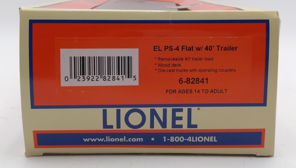 Lionel 6-82841 O Erie Lackawanna PS-4 Flatcars with 40' Trailer #7020