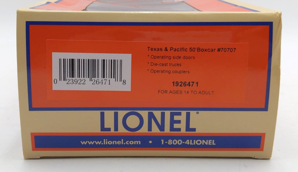 Lionel 1926471 O Texas and Pacific 50' Double Door Boxcar #70707