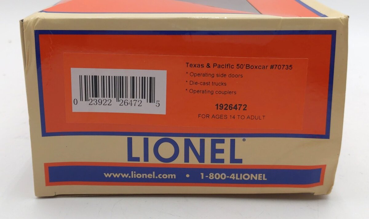 Lionel 1926472 O Texas and Pacific 50' Double Door Boxcar #70735