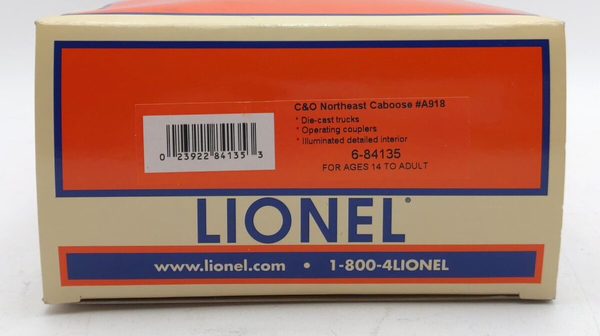 Lionel 6-84135 O Chesapeake & Ohio Northeast Caboose #A918 LN/Box