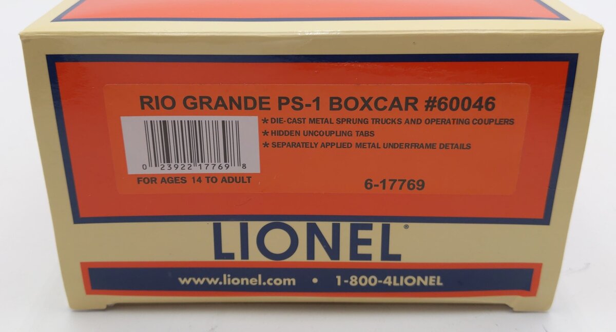 Lionel 6-17769 O Gauge DRGW PS-1 Boxcar #60046 NIB