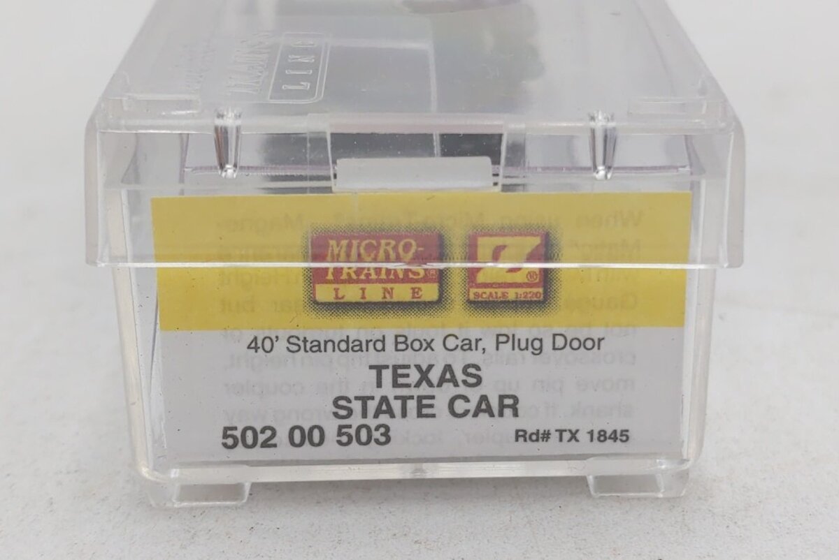 MicroTrains 50200503 Z Scale Texas 40' Standard Plug Door Boxcar #1845 EX/Box
