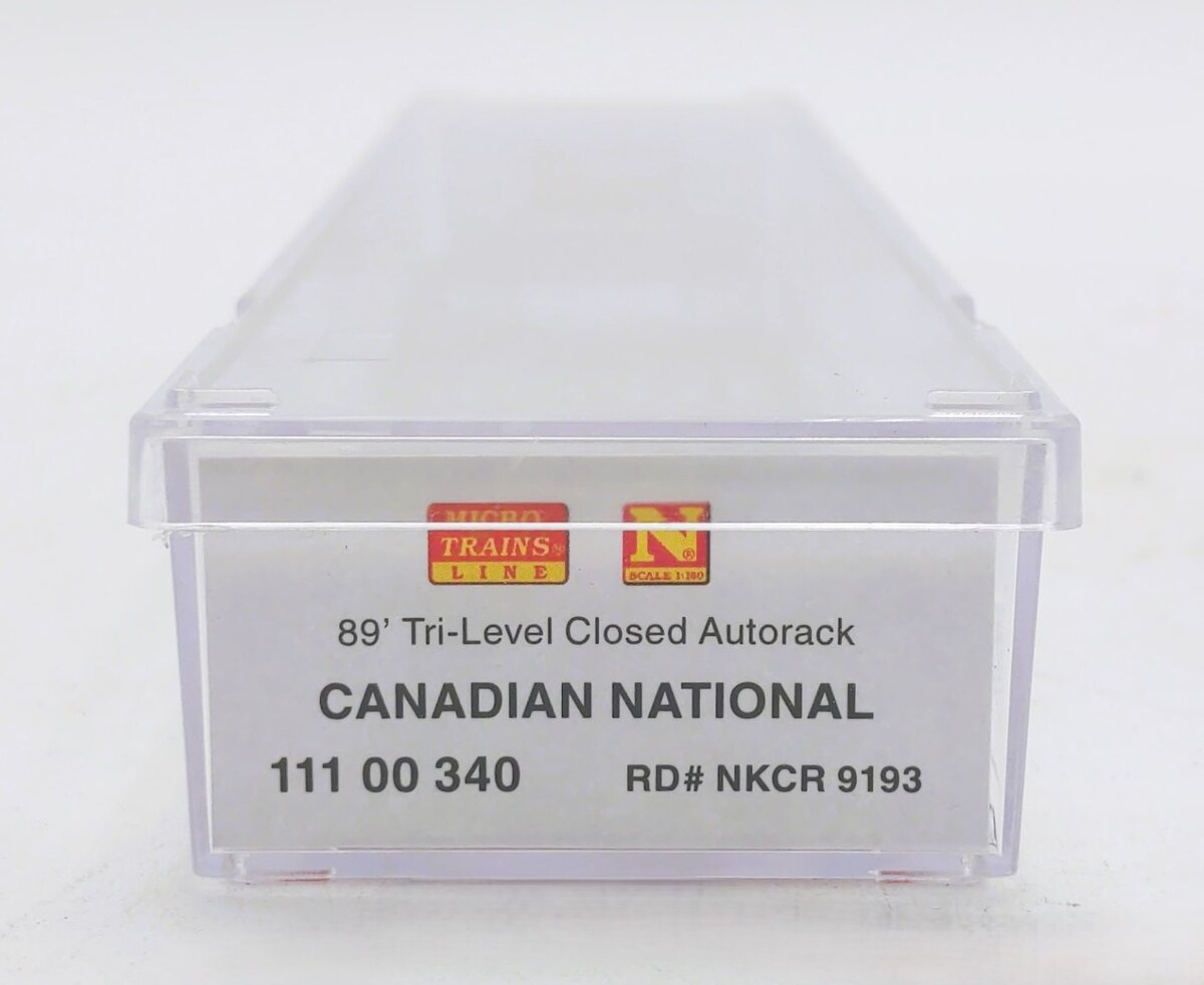 Micro-Trains 11100340 N Canadian National 89' Tri-Level Enclosed Autorack #9193