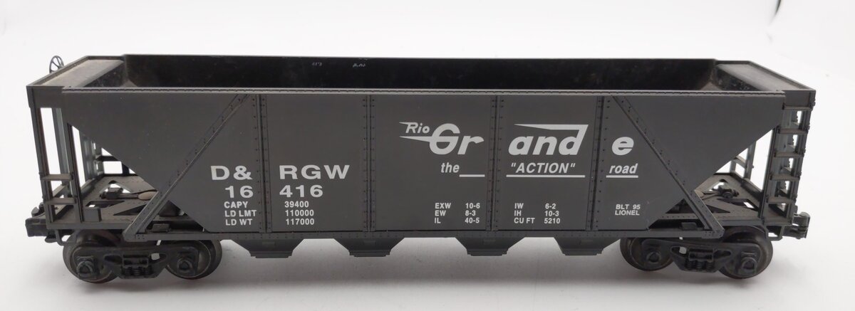 Lionel 6-16416 O Gauge Denver & Rio Grande 4-Bay Hopper with Cover LN