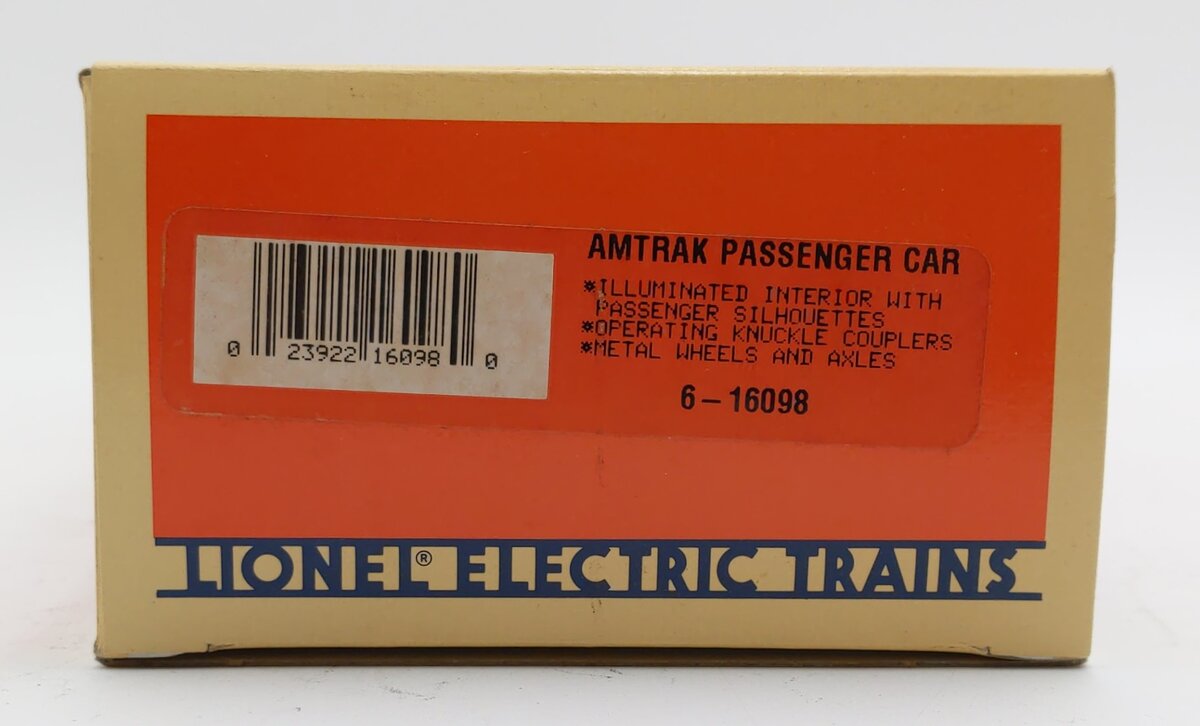 Lionel 6-16098 O Gauge Amtrak "Temple" Illuminated Passenger Car LN/Box