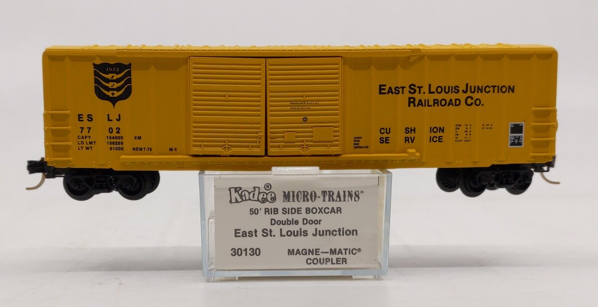 Micro-Trains 03000130 N ESLJ 50' Rib Side Double Door Boxcar #7702 LN/Box