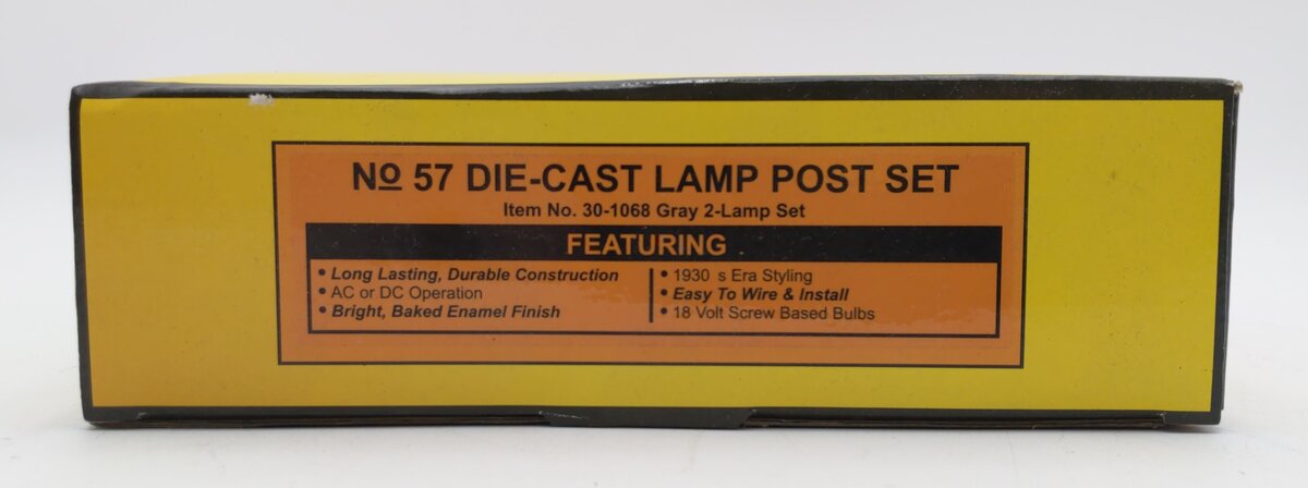 MTH 30-1068 O #57 Gray Broadway & Main Street Corner Lamp Set (Pack of 2)