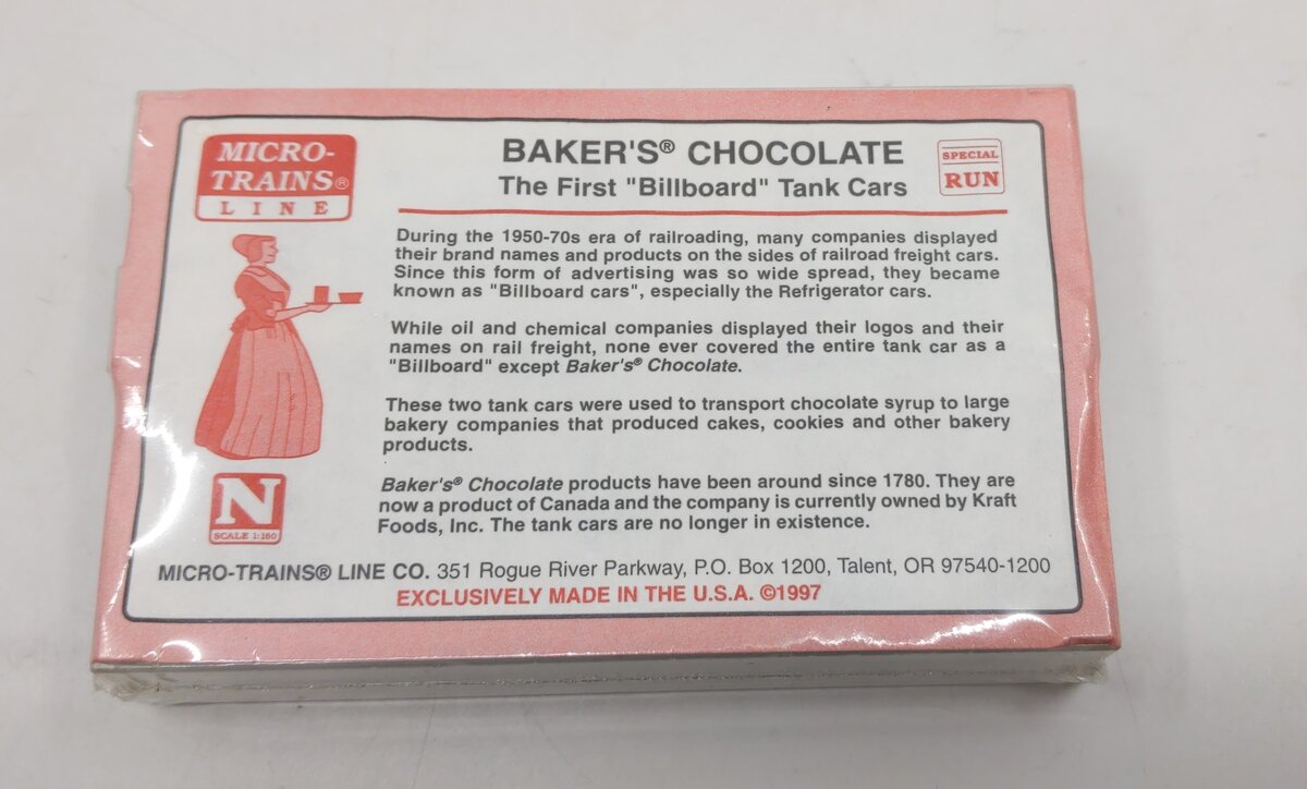 Micro-Trains N Scale Baker's Chocolate Billboard Tank Cars 2-Pack MT/Box