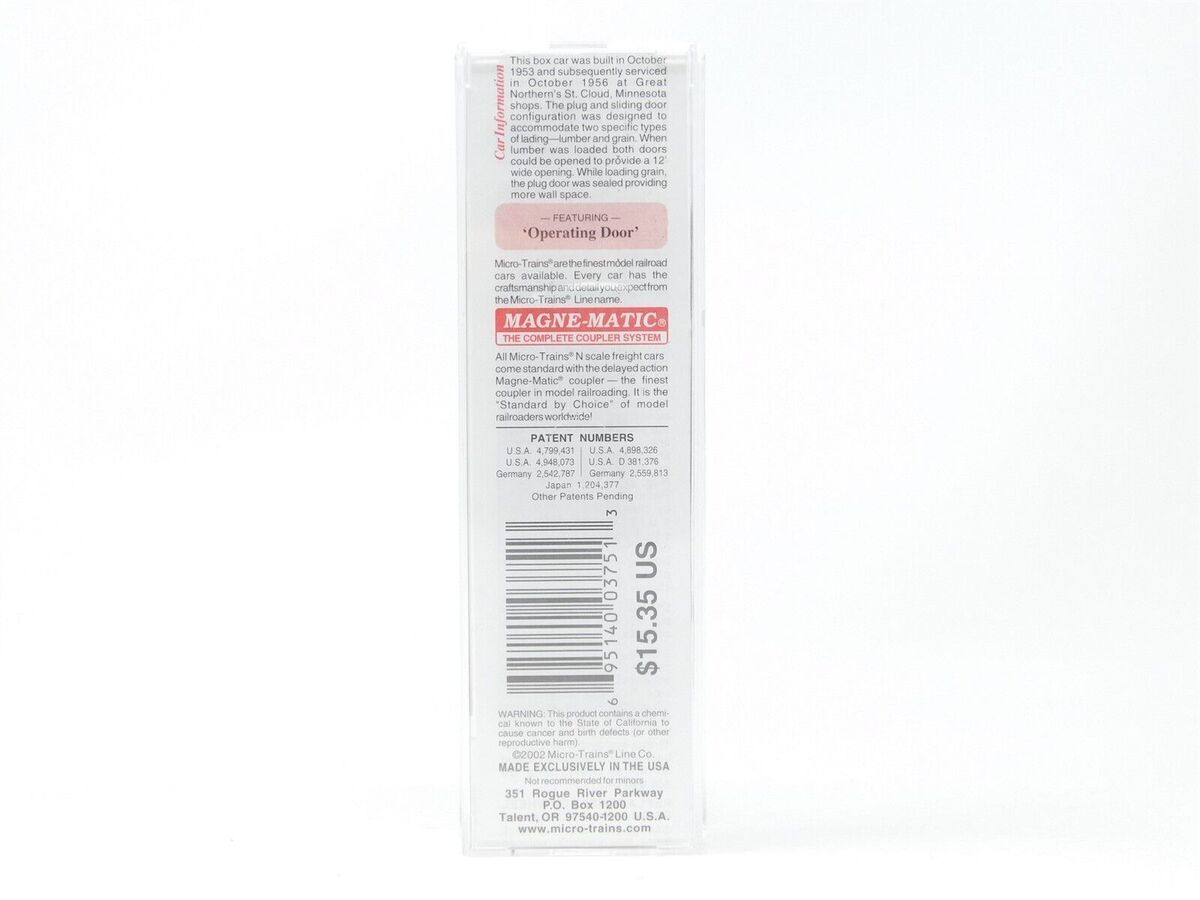 Micro-Trains 02200020 N Great Northern 40' Plug & Sliding Door Boxcar #11878 NIB