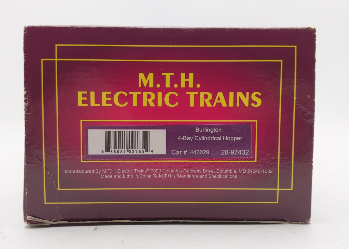 MTH 20-97432 O Gauge Burlington Northern 4-Bay Hopper Car #443029 NIB