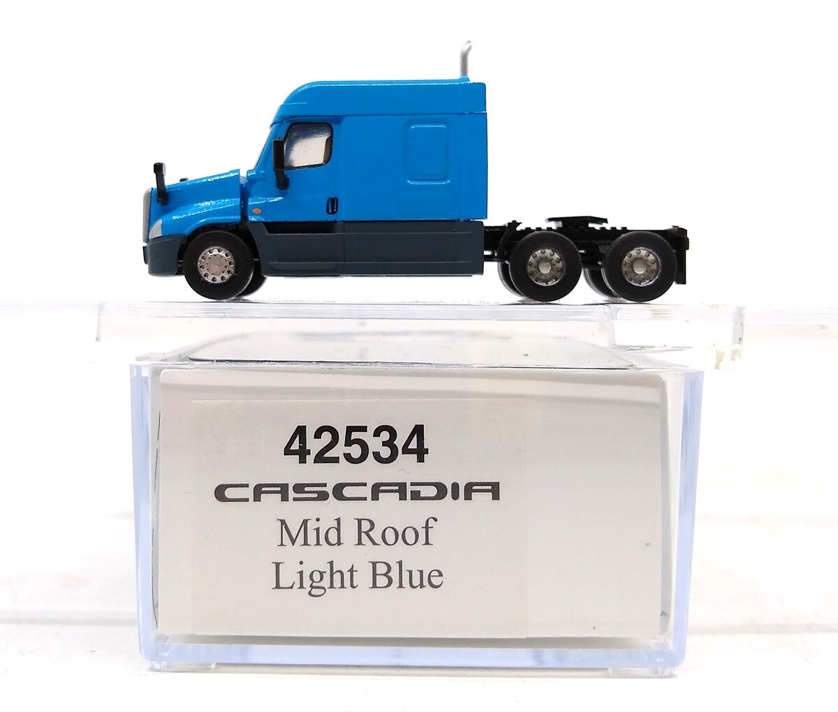 Trainworx Inc 42534 N Scale Freightliner Cascadia Blue Mid Roof Semi-Truck