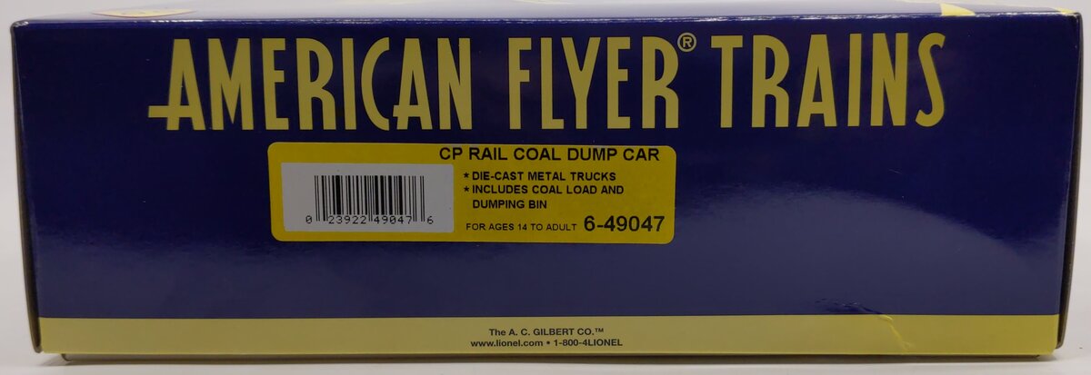 American Flyer 6-49047 S Scale Canadian Pacific Rail Coal Dump Car