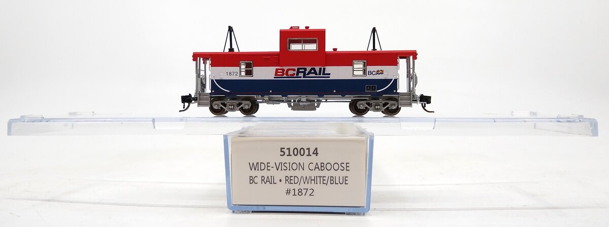 Rapido Trains 510014 N BC Rail - Red/White/Blue Scheme Wide Vision Caboose #1872