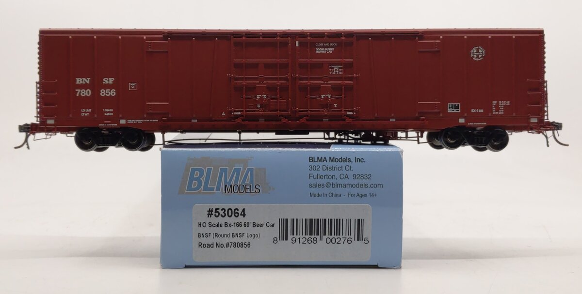 BLMA Models 53064 HO Burlington Northern Santa Fe Bx-166 60' Beer Car #780856