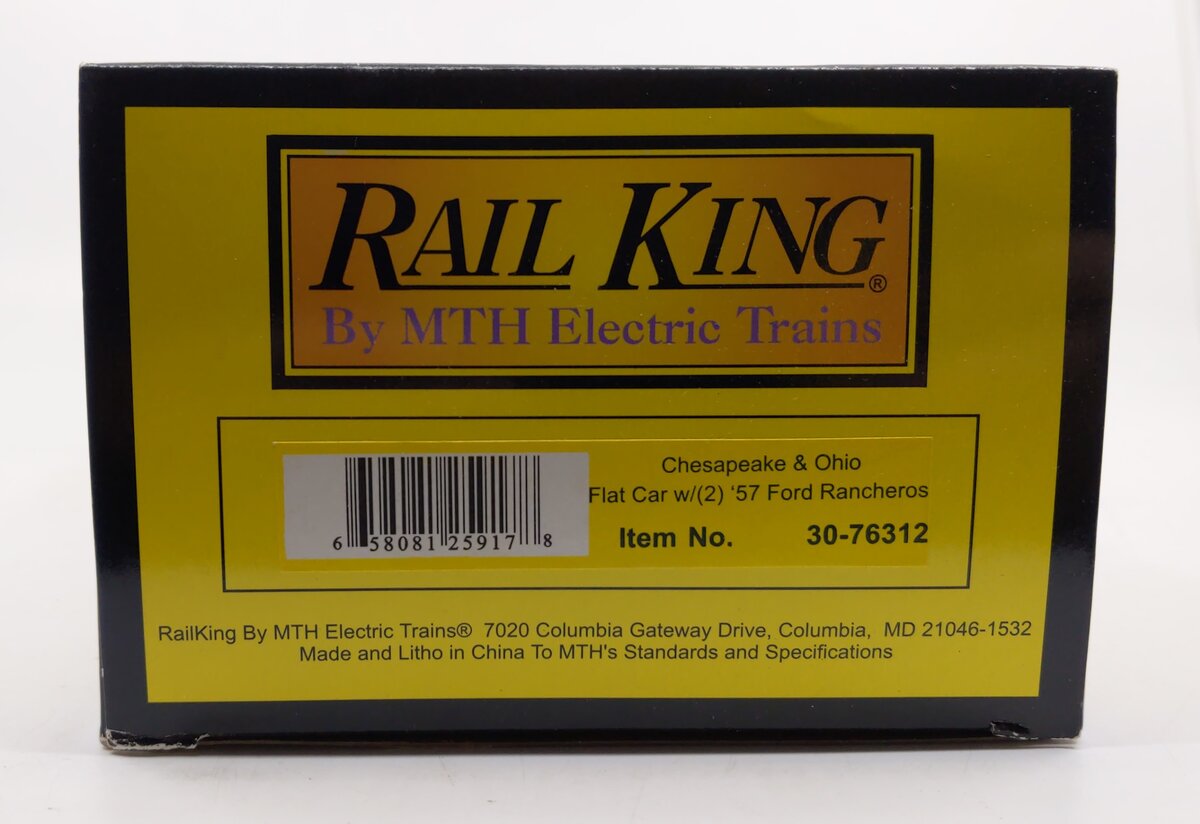 MTH 30-76312 O Chesapeake & Ohio Flat Car with 2 ‘57 Ford Rancheros