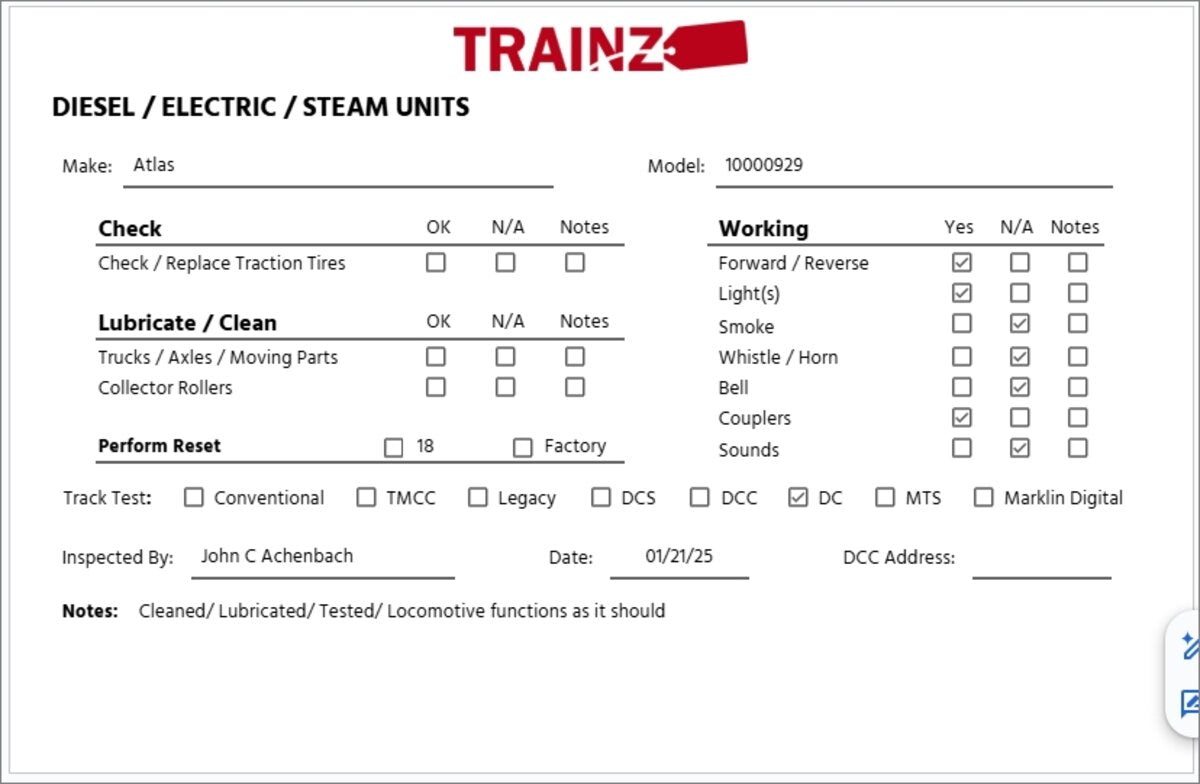 Atlas 10000929 HO Scale Trainman Long Island GP38-2 Diesel Locomotive #259