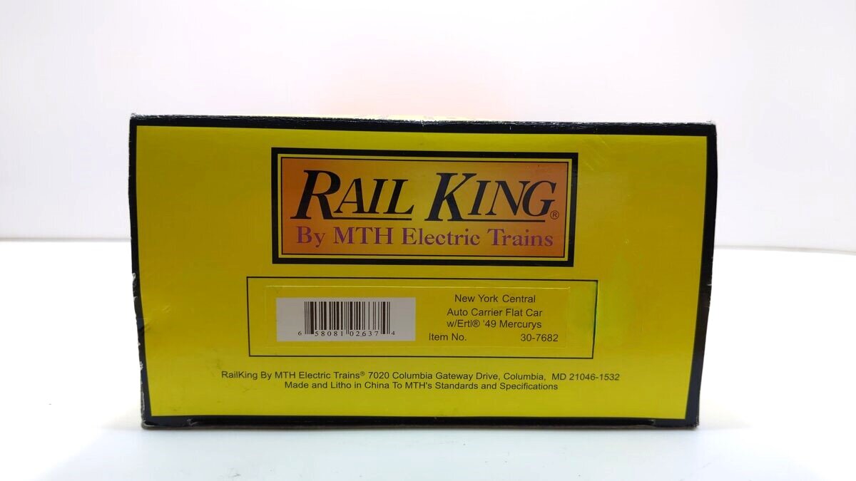 MTH 30-7682 O New York Central Auto Carrier #325 with (4) Ertl 1949 Mercurys LN/Box