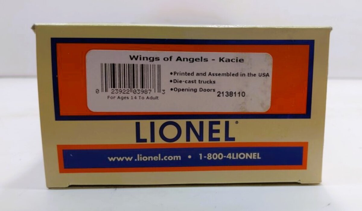 Lionel 2138110 O Gauge Wings of Angels Kacie Boxcar