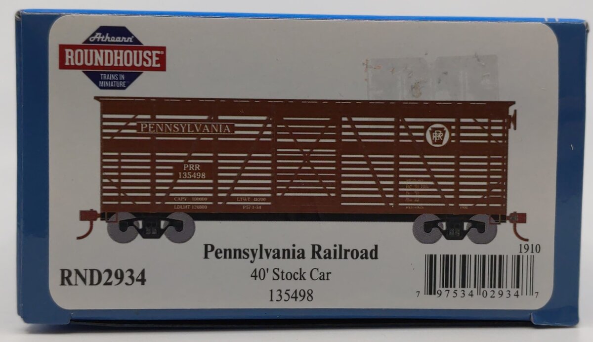 Roundhouse 2934 HO PRR 40' Stock Car #135498