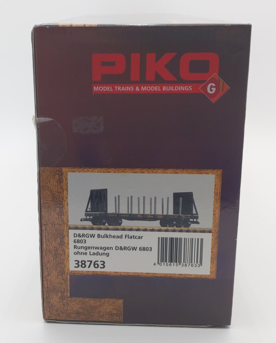 Piko 38763 G Scale Denver & Rio Grande Western Bulkhead Flatcar #6803