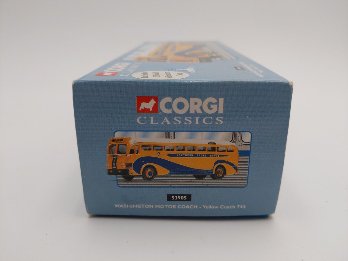 Corgi 53905 1:50 Washington Motor Coach Northern Short Line Yellow Coach 743
