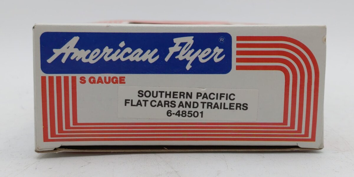 American Flyer 6-48501 S Gauge Southern Pacific Flatcar w/ Trailers NIB