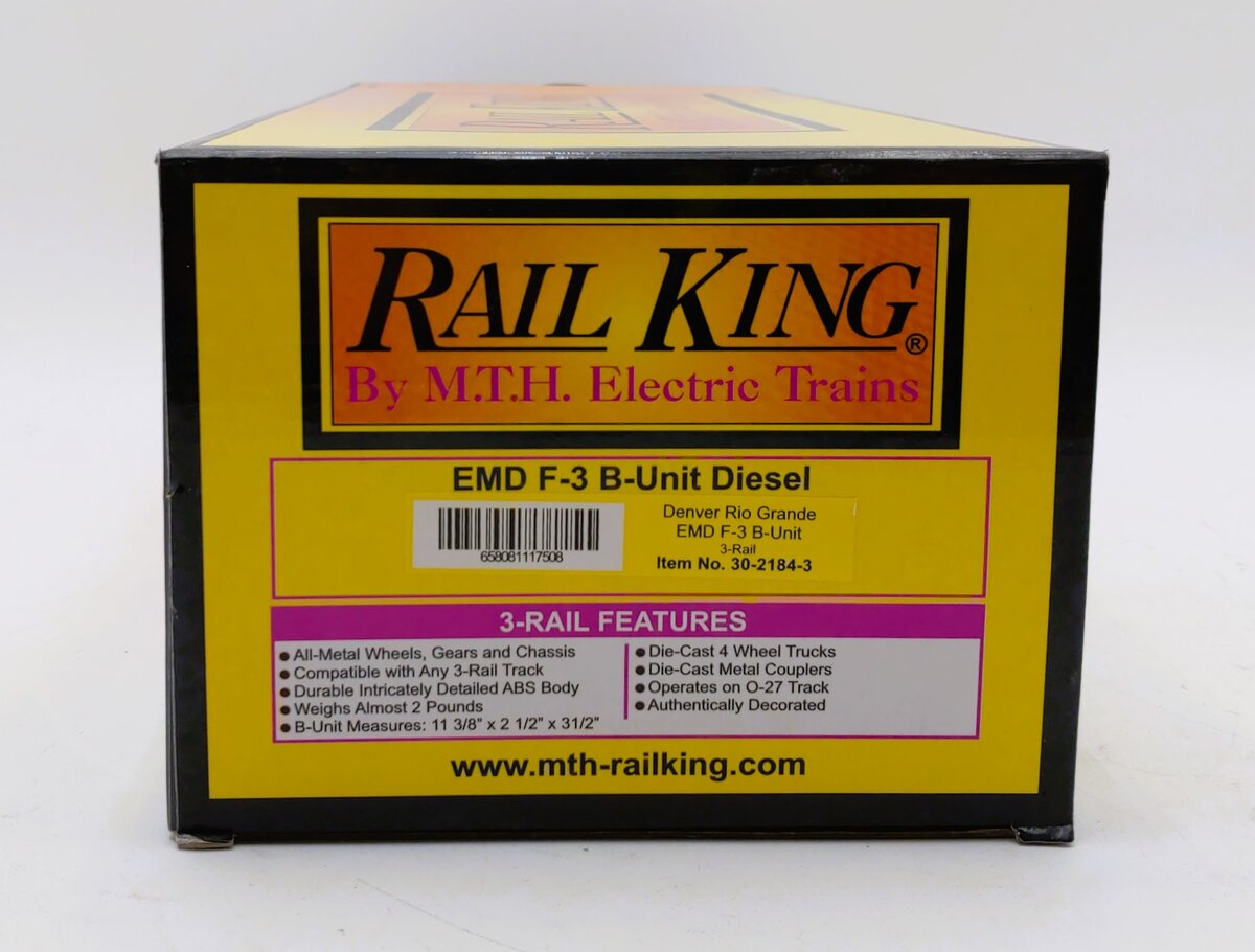 MTH 30-2184-3 Denver Rio Grande F-3 B Unit Diesel Loco Non-Powered LN/Box