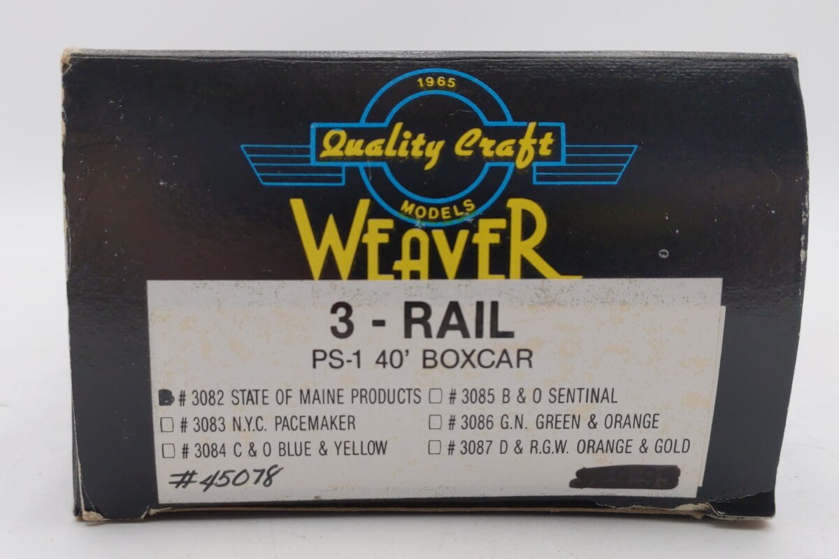 Weaver 3082 O Gauge State of Maine Boxcar #45078 (3-Rail) LN/Box