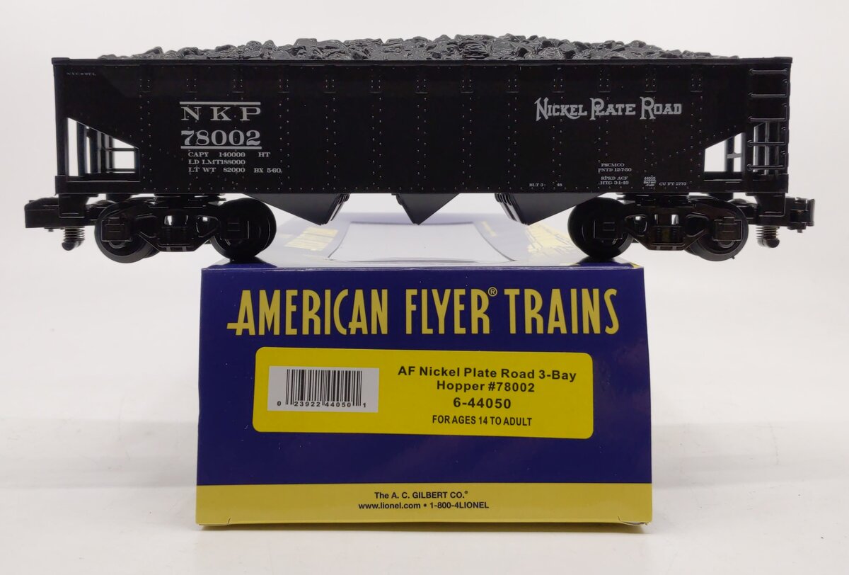 American Flyer 6-44050 S Gauge Nickel Plate Road AF 3-Bay Hopper Car #78002 NIB
