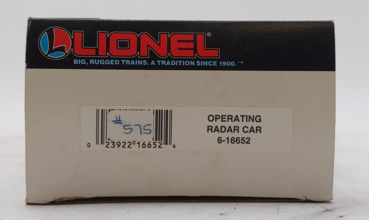 Lionel 6-16652 O Gauge Operating Radar Car LN/Box