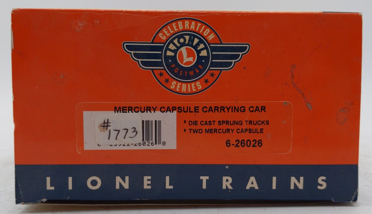 Lionel 6-26026 O Gauge PWC Mercury Capsule Carrying Car #6413 LN/Box