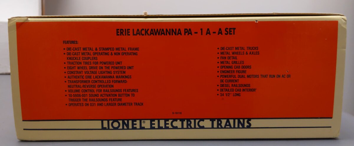 Lionel 6-18116 O Gauge Erie Lackawanna PA AA Diesel Set #858/859 LN/Box