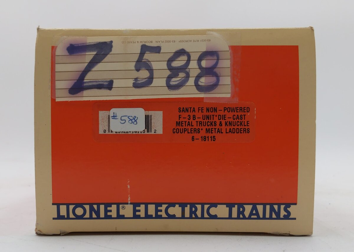 Lionel 6-18115 O Santa Fe F-3 B Unit Non-Powered Diesel Locomotive LN/Box