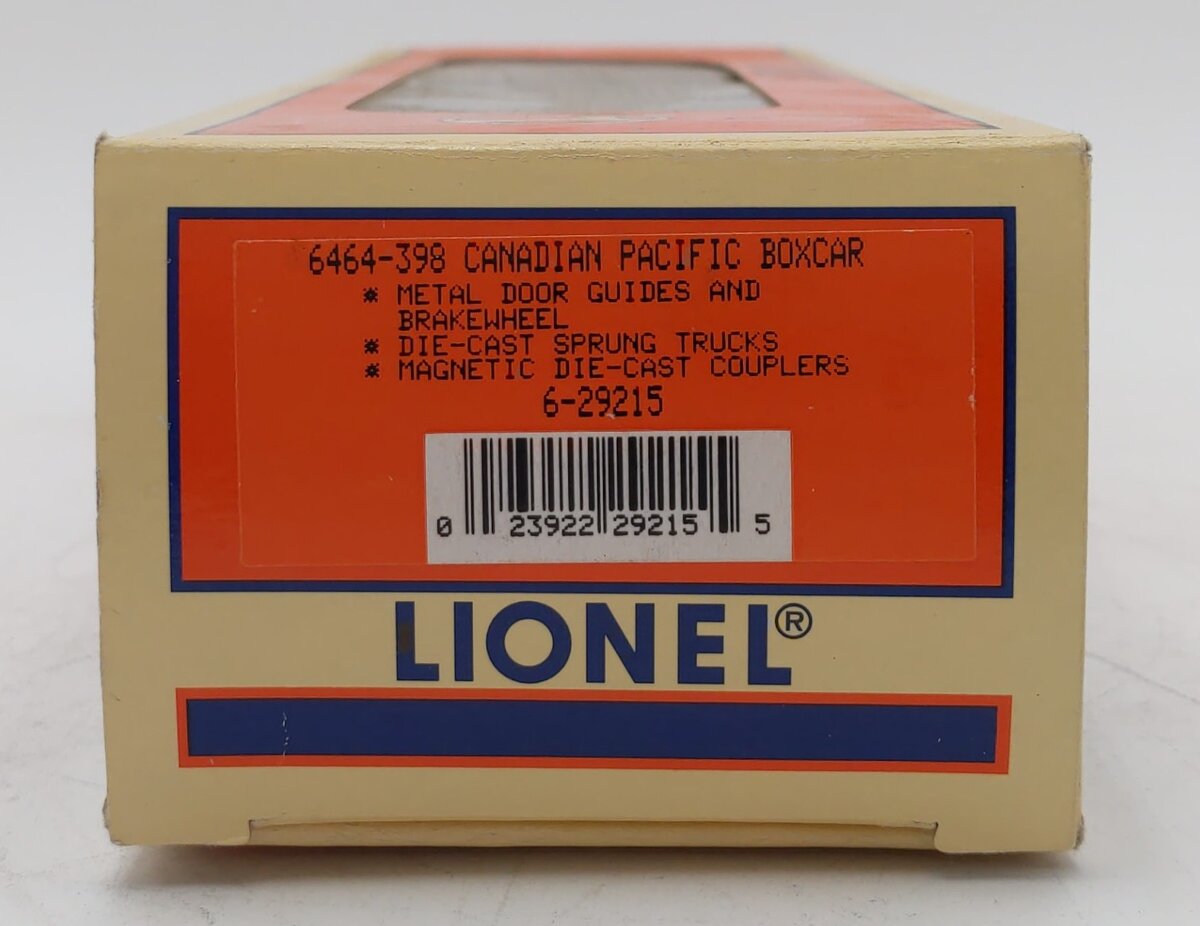 Lionel 6-29215 O Gauge Canadian Pacific Boxcar #6464-398 LN/Box