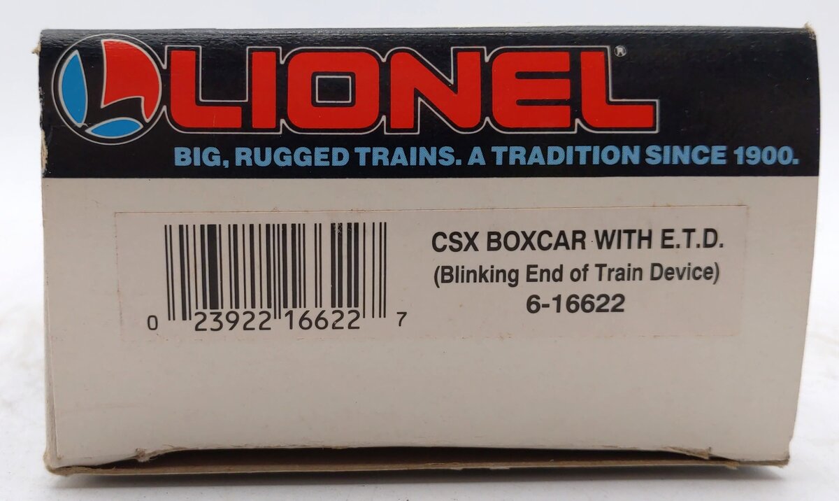 Lionel 6-16622 O Gauge CSX Boxcar with Red Flashing ETD NIB