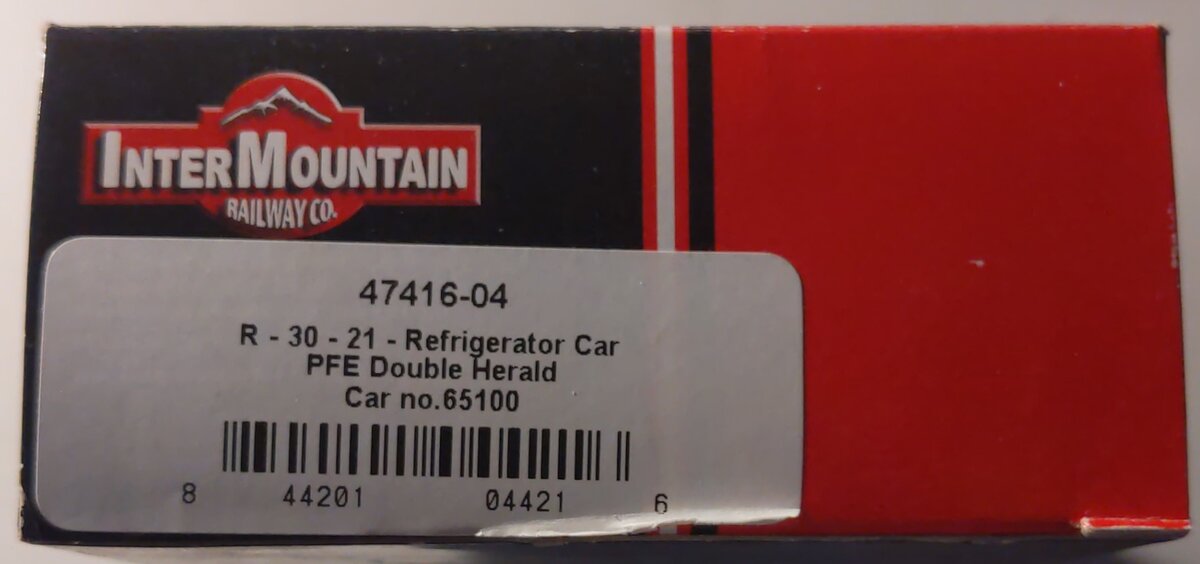 InterMountain 47416-04 HO Scale PFE R-30-21 Refrigerator Car #65100 LN/Box