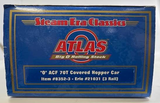 Atlas 8352-3 O Gauge Erie ACF 70 Ton Covered Hopper Car #21031 (3-Rail) EX/Box