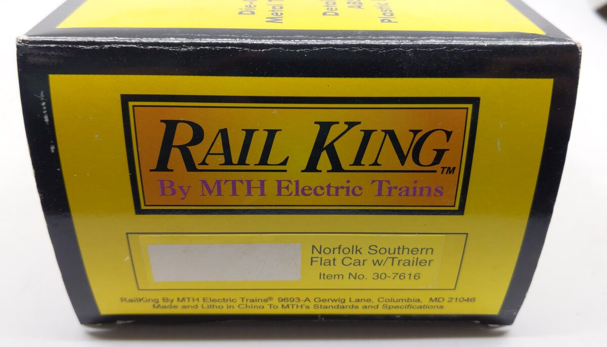 MTH 30-7616 O Gauge Norfolk Southern Flatcar w/ Triple Crown Trailer #60368 LN/Box