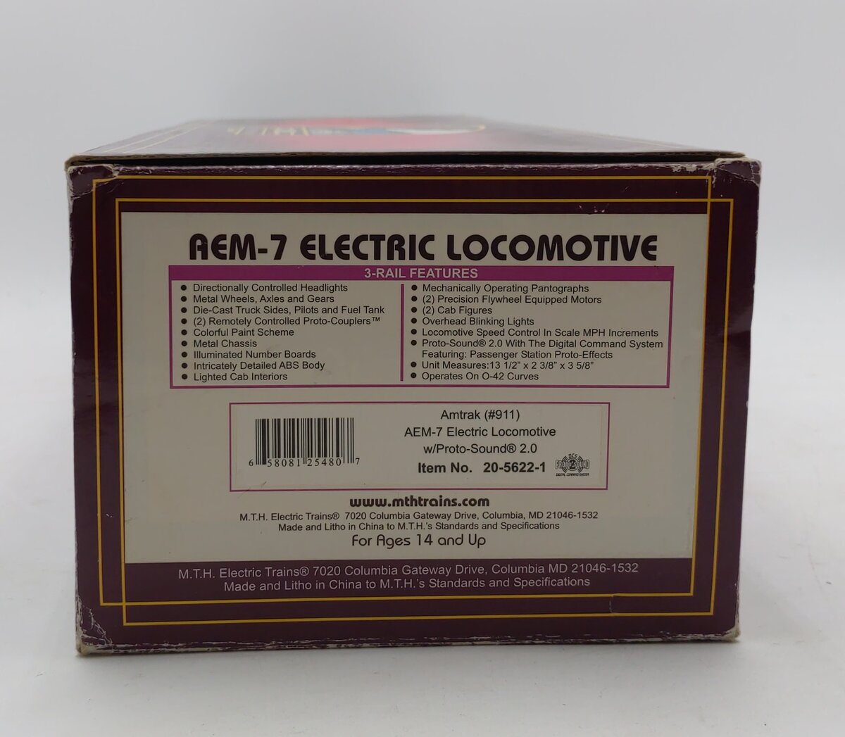MTH 20-5622-1 Amtrak AEM-7 Electric Locomotive w/Proto-Sound 2.0 #911
