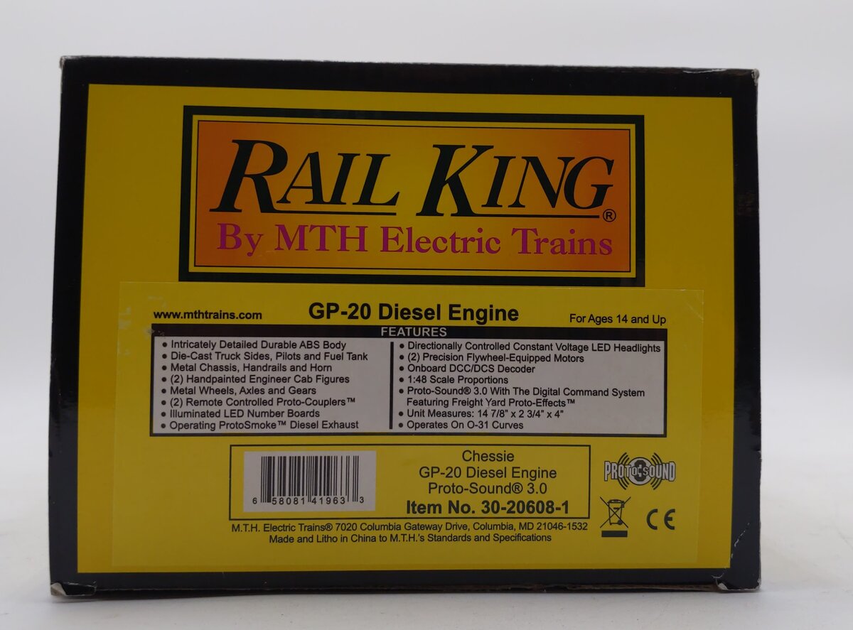MTH 30-20608-1 WM Chessie RailKing GP-20 Diesel Engine w/PS3 #6419